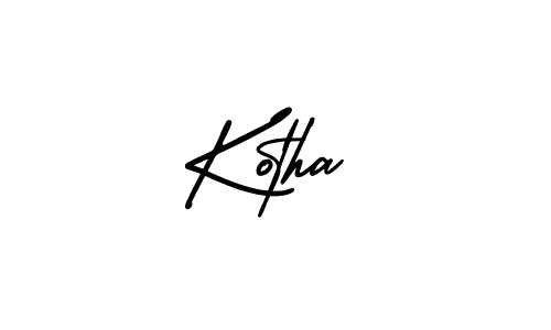 You should practise on your own different ways (AmerikaSignatureDemo-Regular) to write your name (Kotha) in signature. don't let someone else do it for you. Kotha signature style 3 images and pictures png