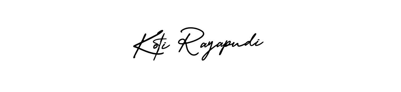 The best way (AmerikaSignatureDemo-Regular) to make a short signature is to pick only two or three words in your name. The name Koti Rayapudi include a total of six letters. For converting this name. Koti Rayapudi signature style 3 images and pictures png