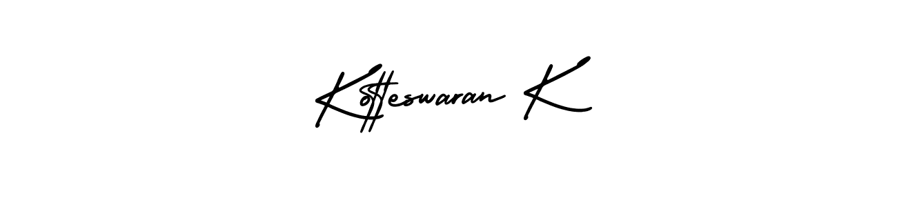 You should practise on your own different ways (AmerikaSignatureDemo-Regular) to write your name (Kotteswaran K) in signature. don't let someone else do it for you. Kotteswaran K signature style 3 images and pictures png