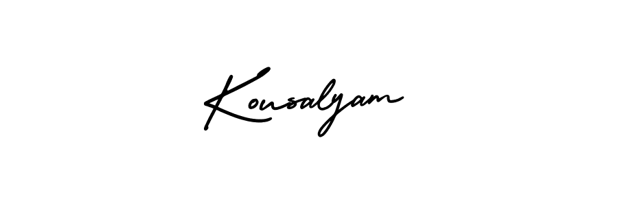 AmerikaSignatureDemo-Regular is a professional signature style that is perfect for those who want to add a touch of class to their signature. It is also a great choice for those who want to make their signature more unique. Get Kousalyam name to fancy signature for free. Kousalyam signature style 3 images and pictures png
