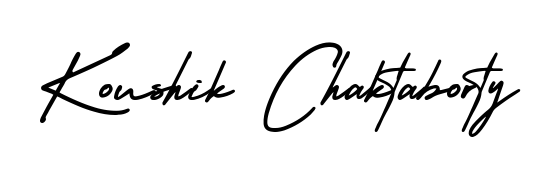 A sleek calligraphic signature for name Koushik Chaktaborty utilizing AmerikaSignatureDemo-Regular styling. Great for adding personal signatures to photos and art. Koushik Chaktaborty signature style 3 images and pictures png