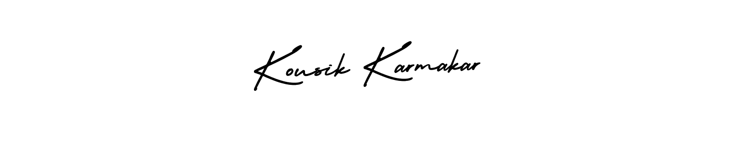 This is the best signature style for the Kousik Karmakar name. Also you like these signature font (AmerikaSignatureDemo-Regular). Mix name signature. Kousik Karmakar signature style 3 images and pictures png