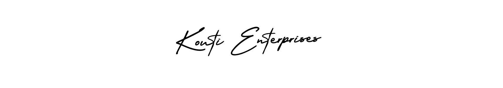 The best way (AmerikaSignatureDemo-Regular) to make a short signature is to pick only two or three words in your name. The name Kouti Enterprises include a total of six letters. For converting this name. Kouti Enterprises signature style 3 images and pictures png