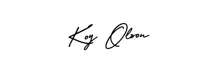 Koy Olson stylish signature style. Best Handwritten Sign (AmerikaSignatureDemo-Regular) for my name. Handwritten Signature Collection Ideas for my name Koy Olson. Koy Olson signature style 3 images and pictures png