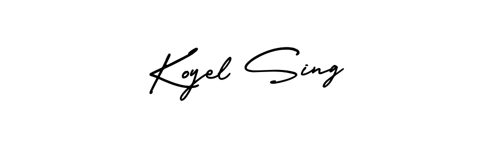 The best way (AmerikaSignatureDemo-Regular) to make a short signature is to pick only two or three words in your name. The name Koyel Sing include a total of six letters. For converting this name. Koyel Sing signature style 3 images and pictures png
