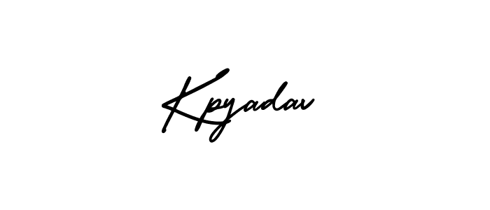 You should practise on your own different ways (AmerikaSignatureDemo-Regular) to write your name (Kpyadav) in signature. don't let someone else do it for you. Kpyadav signature style 3 images and pictures png
