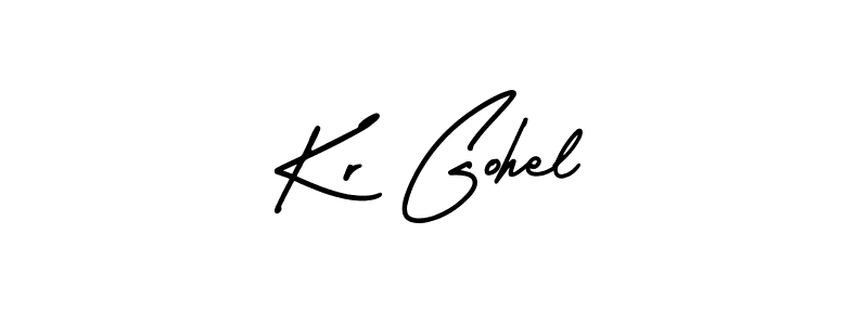 You should practise on your own different ways (AmerikaSignatureDemo-Regular) to write your name (Kr Gohel) in signature. don't let someone else do it for you. Kr Gohel signature style 3 images and pictures png