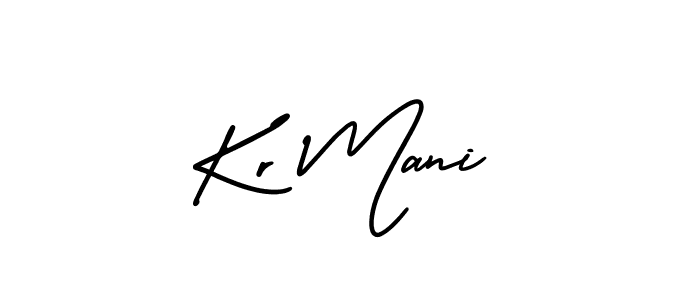 How to make Kr Mani name signature. Use AmerikaSignatureDemo-Regular style for creating short signs online. This is the latest handwritten sign. Kr Mani signature style 3 images and pictures png