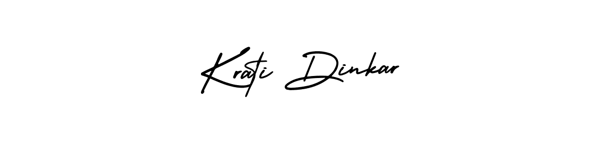 You should practise on your own different ways (AmerikaSignatureDemo-Regular) to write your name (Krati Dinkar) in signature. don't let someone else do it for you. Krati Dinkar signature style 3 images and pictures png