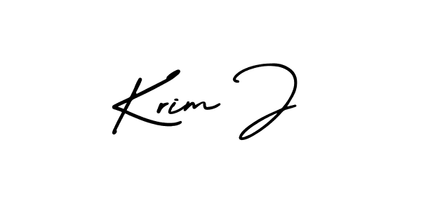 Create a beautiful signature design for name Krim J. With this signature (AmerikaSignatureDemo-Regular) fonts, you can make a handwritten signature for free. Krim J signature style 3 images and pictures png