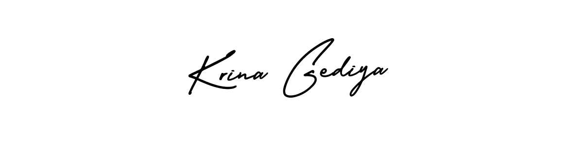 You should practise on your own different ways (AmerikaSignatureDemo-Regular) to write your name (Krina Gediya) in signature. don't let someone else do it for you. Krina Gediya signature style 3 images and pictures png