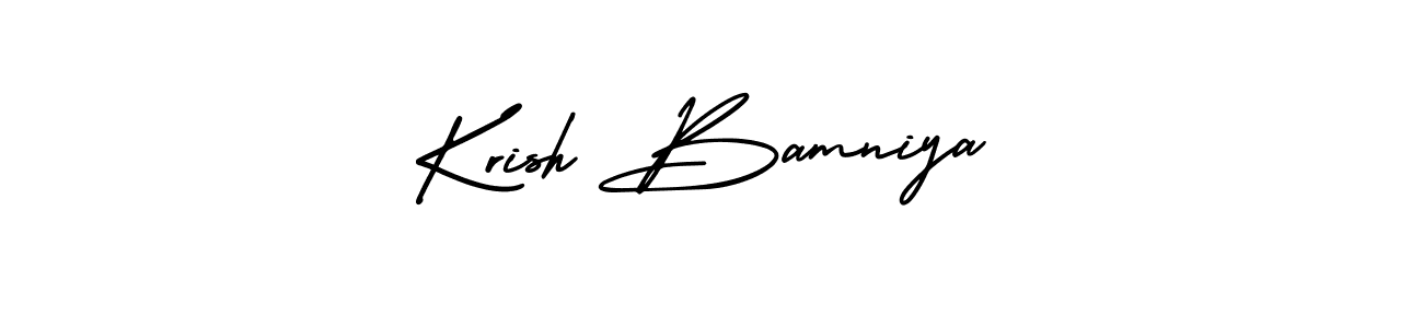 AmerikaSignatureDemo-Regular is a professional signature style that is perfect for those who want to add a touch of class to their signature. It is also a great choice for those who want to make their signature more unique. Get Krish Bamniya name to fancy signature for free. Krish Bamniya signature style 3 images and pictures png