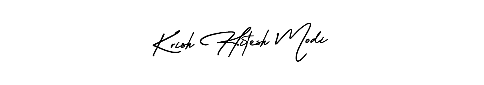 Krish Hitesh Modi stylish signature style. Best Handwritten Sign (AmerikaSignatureDemo-Regular) for my name. Handwritten Signature Collection Ideas for my name Krish Hitesh Modi. Krish Hitesh Modi signature style 3 images and pictures png