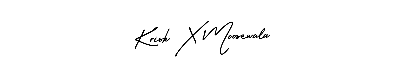 The best way (AmerikaSignatureDemo-Regular) to make a short signature is to pick only two or three words in your name. The name Krish X Moosewala include a total of six letters. For converting this name. Krish X Moosewala signature style 3 images and pictures png