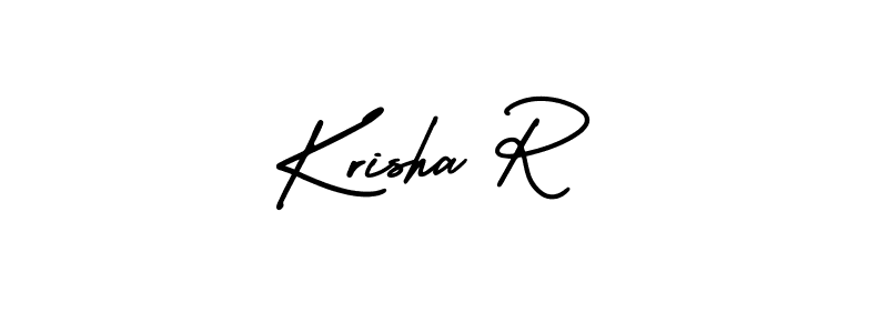 You should practise on your own different ways (AmerikaSignatureDemo-Regular) to write your name (Krisha R) in signature. don't let someone else do it for you. Krisha R signature style 3 images and pictures png