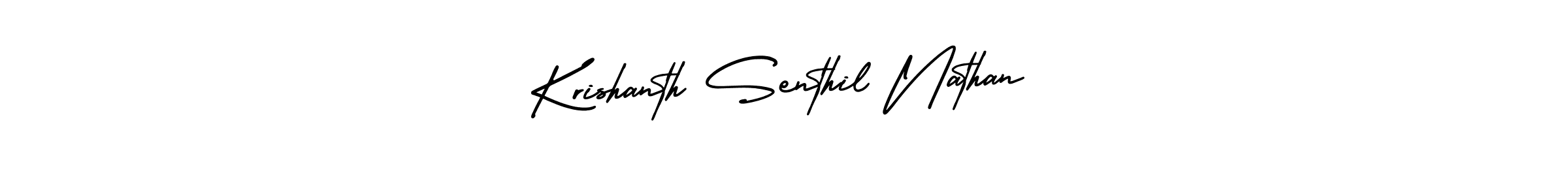 You should practise on your own different ways (AmerikaSignatureDemo-Regular) to write your name (Krishanth Senthil Nathan) in signature. don't let someone else do it for you. Krishanth Senthil Nathan signature style 3 images and pictures png