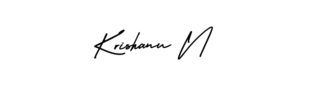 How to make Krishanu N name signature. Use AmerikaSignatureDemo-Regular style for creating short signs online. This is the latest handwritten sign. Krishanu N signature style 3 images and pictures png
