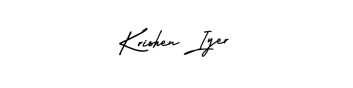 You should practise on your own different ways (AmerikaSignatureDemo-Regular) to write your name (Krishen Iyer) in signature. don't let someone else do it for you. Krishen Iyer signature style 3 images and pictures png