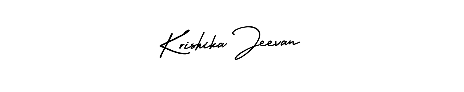 The best way (AmerikaSignatureDemo-Regular) to make a short signature is to pick only two or three words in your name. The name Krishika Jeevan include a total of six letters. For converting this name. Krishika Jeevan signature style 3 images and pictures png