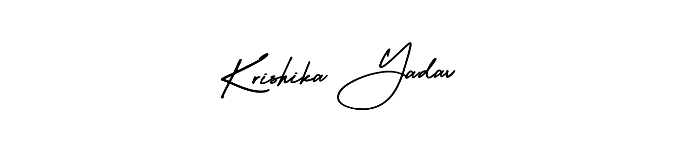 You should practise on your own different ways (AmerikaSignatureDemo-Regular) to write your name (Krishika Yadav) in signature. don't let someone else do it for you. Krishika Yadav signature style 3 images and pictures png