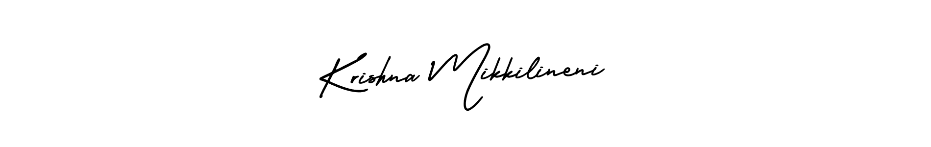The best way (AmerikaSignatureDemo-Regular) to make a short signature is to pick only two or three words in your name. The name Krishna Mikkilineni include a total of six letters. For converting this name. Krishna Mikkilineni signature style 3 images and pictures png