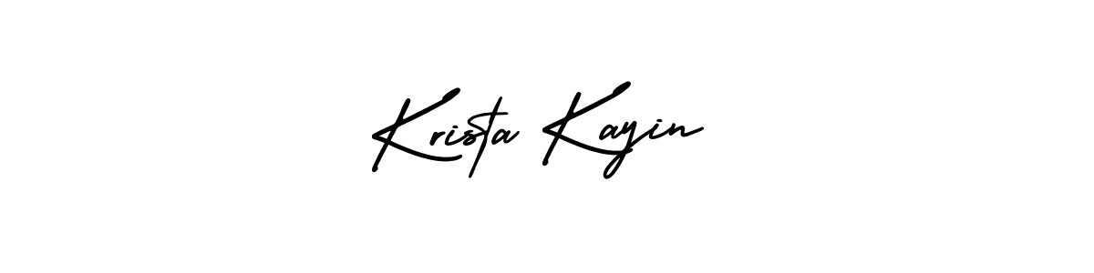 You should practise on your own different ways (AmerikaSignatureDemo-Regular) to write your name (Krista Kayin) in signature. don't let someone else do it for you. Krista Kayin signature style 3 images and pictures png