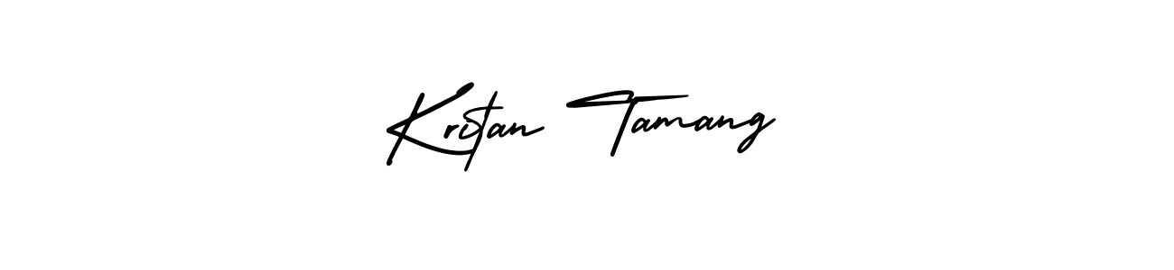 You should practise on your own different ways (AmerikaSignatureDemo-Regular) to write your name (Kritan Tamang) in signature. don't let someone else do it for you. Kritan Tamang signature style 3 images and pictures png