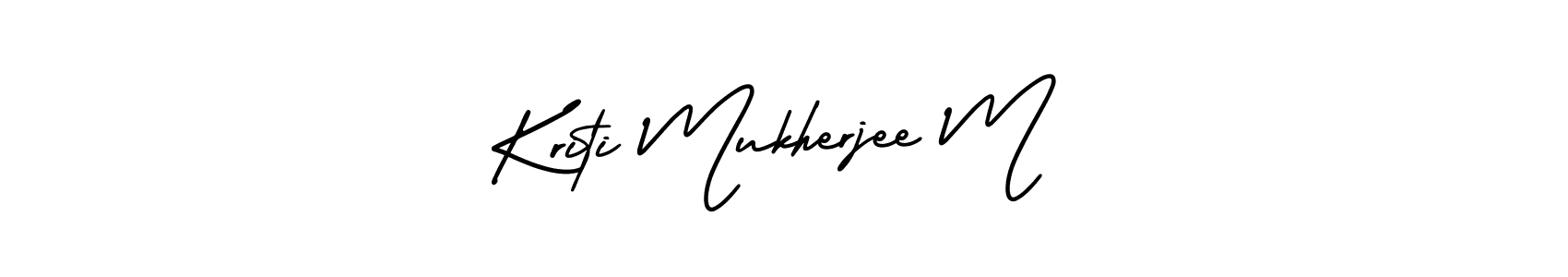 You should practise on your own different ways (AmerikaSignatureDemo-Regular) to write your name (Kriti Mukherjee M) in signature. don't let someone else do it for you. Kriti Mukherjee M signature style 3 images and pictures png