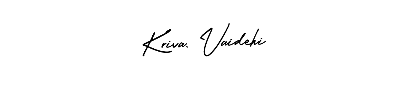 You should practise on your own different ways (AmerikaSignatureDemo-Regular) to write your name (Kriva, Vaidehi) in signature. don't let someone else do it for you. Kriva, Vaidehi signature style 3 images and pictures png