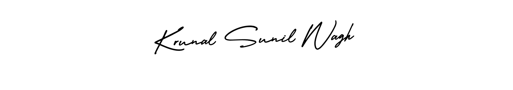 The best way (AmerikaSignatureDemo-Regular) to make a short signature is to pick only two or three words in your name. The name Krunal Sunil Wagh include a total of six letters. For converting this name. Krunal Sunil Wagh signature style 3 images and pictures png