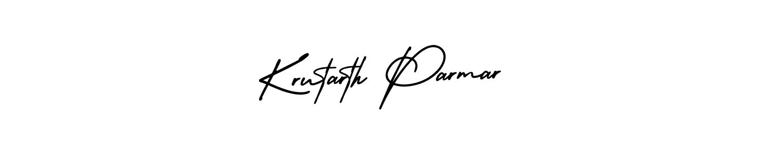 Krutarth Parmar stylish signature style. Best Handwritten Sign (AmerikaSignatureDemo-Regular) for my name. Handwritten Signature Collection Ideas for my name Krutarth Parmar. Krutarth Parmar signature style 3 images and pictures png