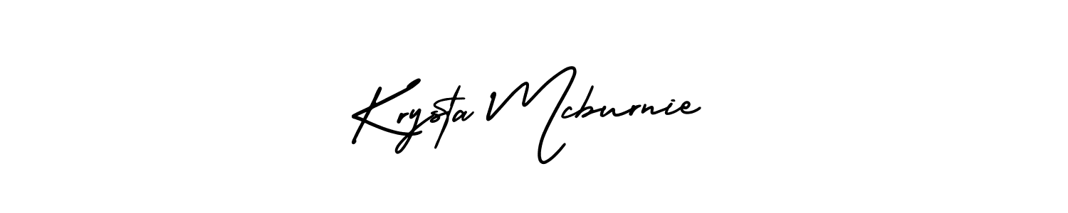 You should practise on your own different ways (AmerikaSignatureDemo-Regular) to write your name (Krysta Mcburnie) in signature. don't let someone else do it for you. Krysta Mcburnie signature style 3 images and pictures png
