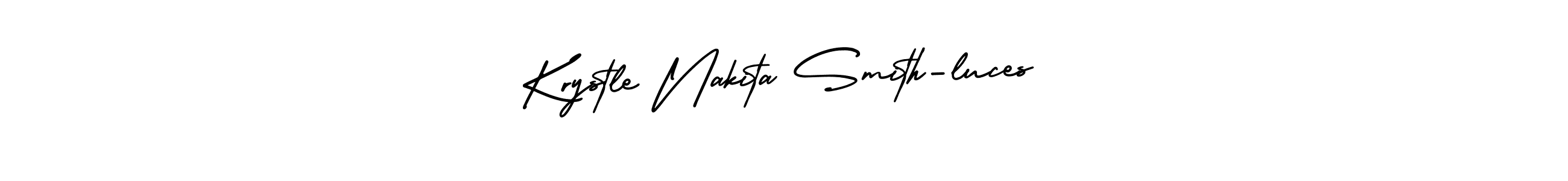 if you are searching for the best signature style for your name Krystle Nakita Smith-luces. so please give up your signature search. here we have designed multiple signature styles  using AmerikaSignatureDemo-Regular. Krystle Nakita Smith-luces signature style 3 images and pictures png