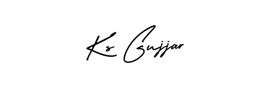 You should practise on your own different ways (AmerikaSignatureDemo-Regular) to write your name (Ks Gujjar) in signature. don't let someone else do it for you. Ks Gujjar signature style 3 images and pictures png
