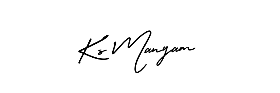Make a beautiful signature design for name Ks Manyam. With this signature (AmerikaSignatureDemo-Regular) style, you can create a handwritten signature for free. Ks Manyam signature style 3 images and pictures png