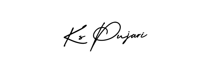 The best way (AmerikaSignatureDemo-Regular) to make a short signature is to pick only two or three words in your name. The name Ks Pujari include a total of six letters. For converting this name. Ks Pujari signature style 3 images and pictures png