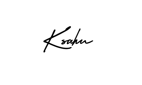 You should practise on your own different ways (AmerikaSignatureDemo-Regular) to write your name (Ksahu) in signature. don't let someone else do it for you. Ksahu signature style 3 images and pictures png