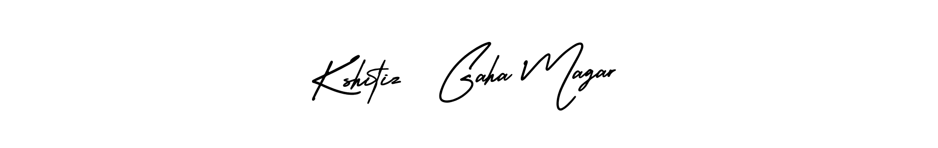 Design your own signature with our free online signature maker. With this signature software, you can create a handwritten (AmerikaSignatureDemo-Regular) signature for name Kshitiz  Gaha Magar. Kshitiz  Gaha Magar signature style 3 images and pictures png