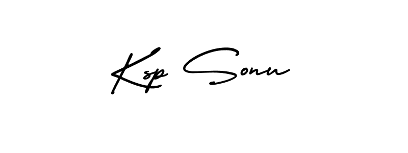 How to make Ksp Sonu name signature. Use AmerikaSignatureDemo-Regular style for creating short signs online. This is the latest handwritten sign. Ksp Sonu signature style 3 images and pictures png