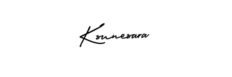 You should practise on your own different ways (AmerikaSignatureDemo-Regular) to write your name (Ksunesara) in signature. don't let someone else do it for you. Ksunesara signature style 3 images and pictures png