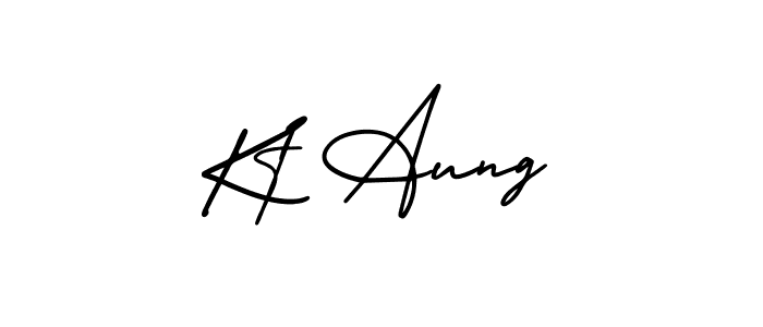 The best way (AmerikaSignatureDemo-Regular) to make a short signature is to pick only two or three words in your name. The name Kt Aung include a total of six letters. For converting this name. Kt Aung signature style 3 images and pictures png