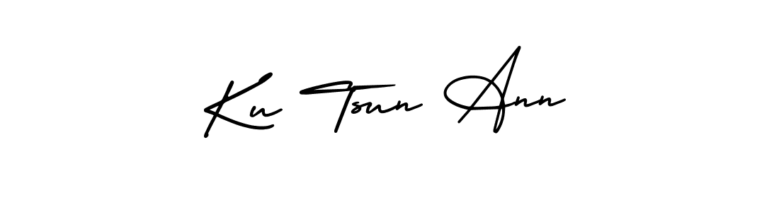 Ku Tsun Ann stylish signature style. Best Handwritten Sign (AmerikaSignatureDemo-Regular) for my name. Handwritten Signature Collection Ideas for my name Ku Tsun Ann. Ku Tsun Ann signature style 3 images and pictures png