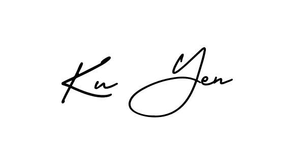 How to make Ku Yen name signature. Use AmerikaSignatureDemo-Regular style for creating short signs online. This is the latest handwritten sign. Ku Yen signature style 3 images and pictures png