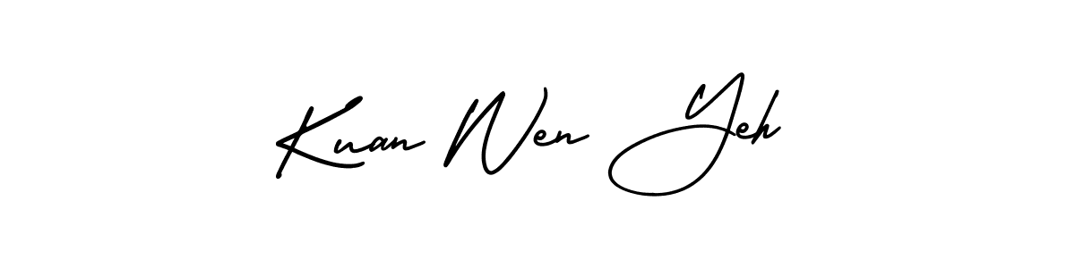 This is the best signature style for the Kuan Wen Yeh name. Also you like these signature font (AmerikaSignatureDemo-Regular). Mix name signature. Kuan Wen Yeh signature style 3 images and pictures png