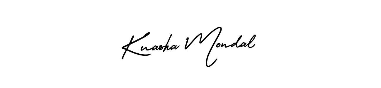 This is the best signature style for the Kuasha Mondal name. Also you like these signature font (AmerikaSignatureDemo-Regular). Mix name signature. Kuasha Mondal signature style 3 images and pictures png
