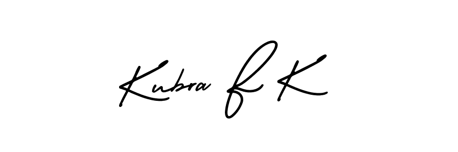 Use a signature maker to create a handwritten signature online. With this signature software, you can design (AmerikaSignatureDemo-Regular) your own signature for name Kubra F K. Kubra F K signature style 3 images and pictures png