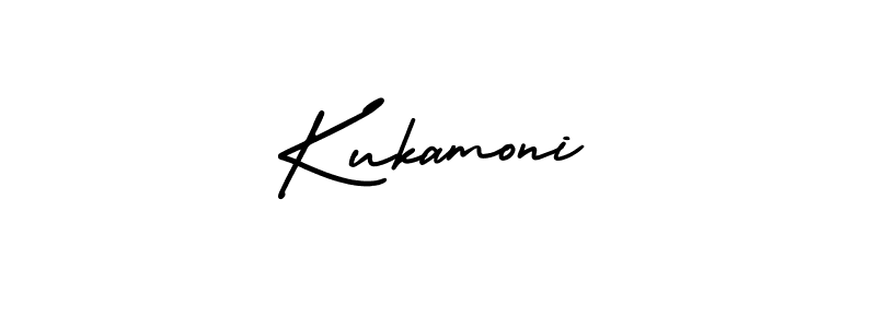 The best way (AmerikaSignatureDemo-Regular) to make a short signature is to pick only two or three words in your name. The name Kukamoni include a total of six letters. For converting this name. Kukamoni signature style 3 images and pictures png