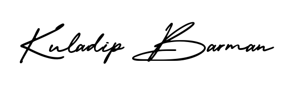 The AmerikaSignatureDemo-Regular typeface gives name Kuladip Barman a refined look. Suitable for certificates, diplomas, and official verification. Kuladip Barman signature style 3 images and pictures png