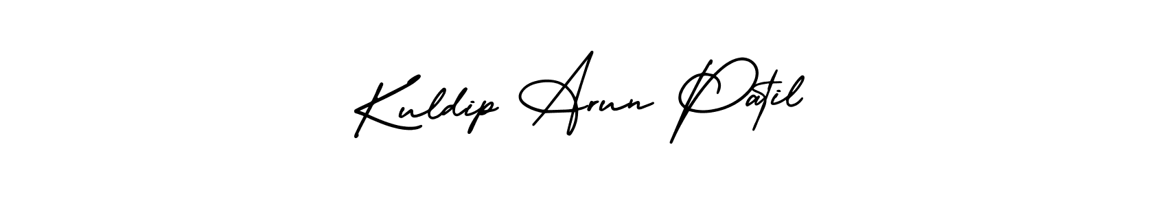 The best way (AmerikaSignatureDemo-Regular) to make a short signature is to pick only two or three words in your name. The name Kuldip Arun Patil include a total of six letters. For converting this name. Kuldip Arun Patil signature style 3 images and pictures png