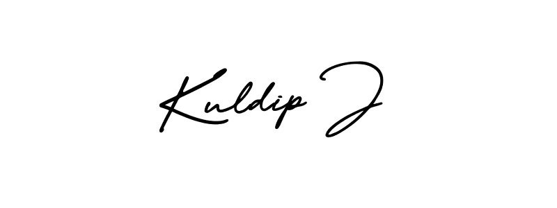 You should practise on your own different ways (AmerikaSignatureDemo-Regular) to write your name (Kuldip J) in signature. don't let someone else do it for you. Kuldip J signature style 3 images and pictures png